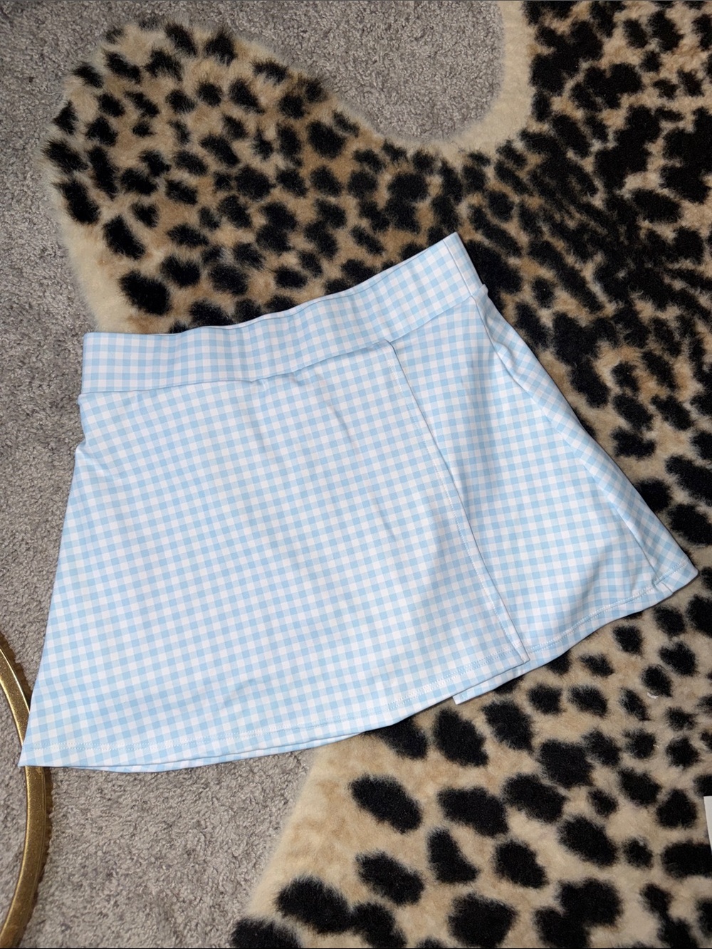 TALULAH Light Blue and White Gingham Skort